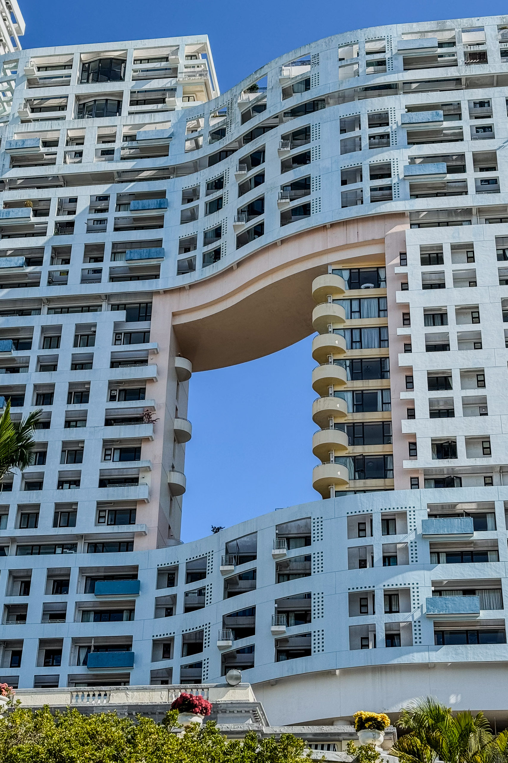 Some buildings have a hole in them to let the dragons through