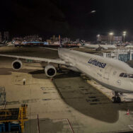 A charming yet outdated and inefficient oddity pulled from retirement to clock a few more miles, standing at Hong Kong Airport... and that is an Airbus A340-600